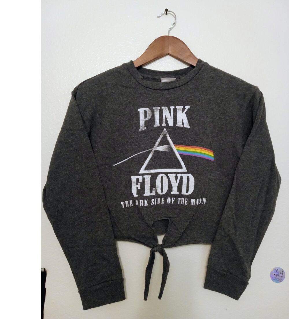 Pink Floyd Dark Side of the Moon 2018 Prism Cropped Long Sleeve Tee Women's SZ S